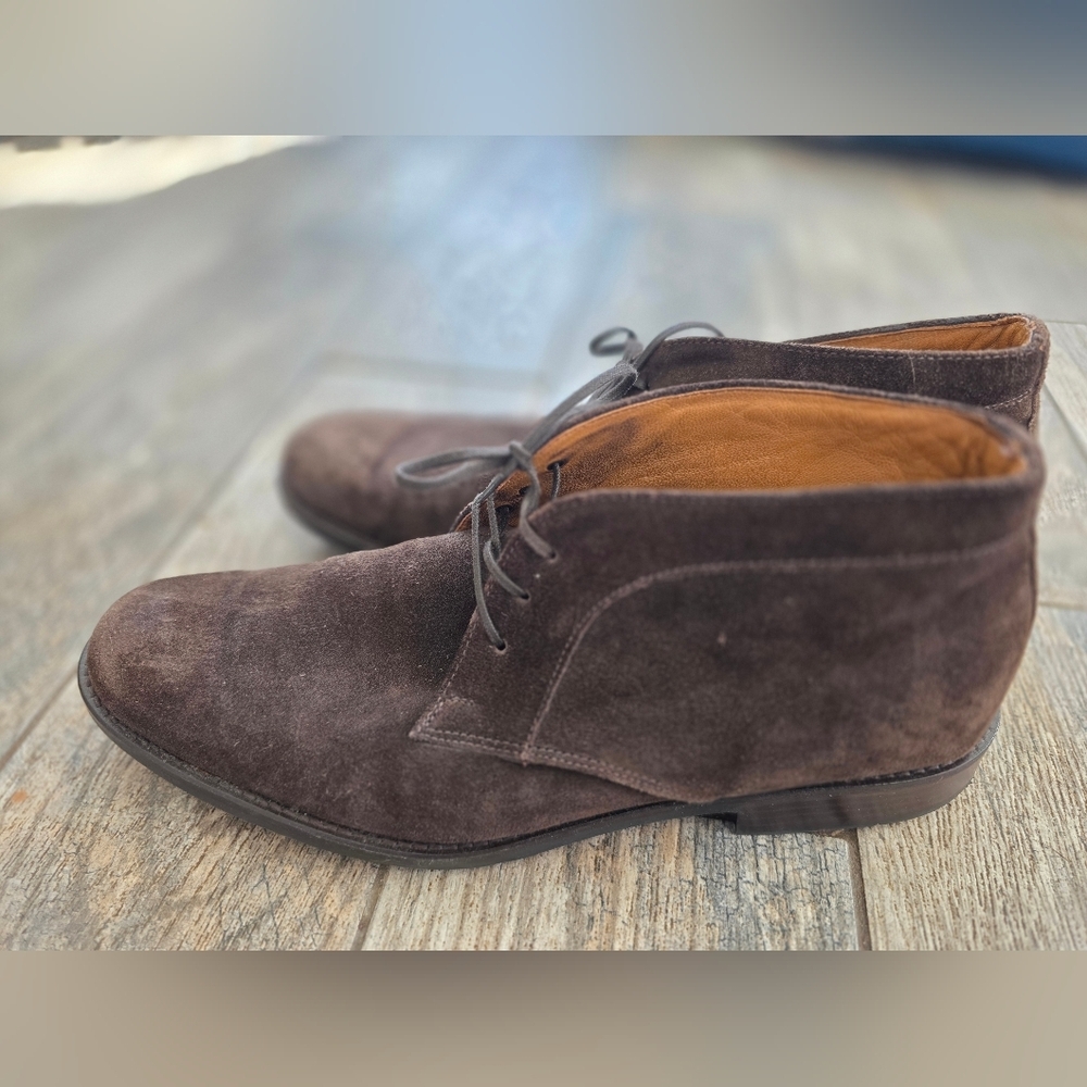 Johnston & Murphy Dark Brown Chukka Suede Lace Up Boots Sz 12